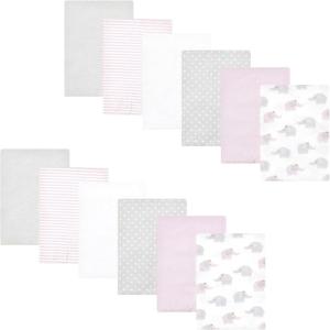 image:imageHudson Baby Unisex Baby Flannel Burp Cloth 12pk Fun Desert One SizeLilac Elephants