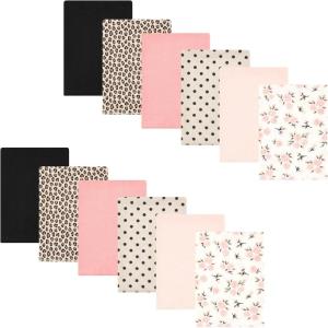 image:imageHudson Baby Unisex Baby Flannel Burp Cloth 12pk Fun Desert One SizeNeutral Pink Floral