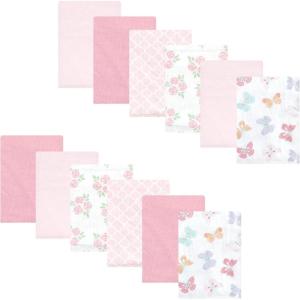 image:imageHudson Baby Unisex Baby Flannel Burp Cloth 12pk Fun Desert One SizePastel Butterfly