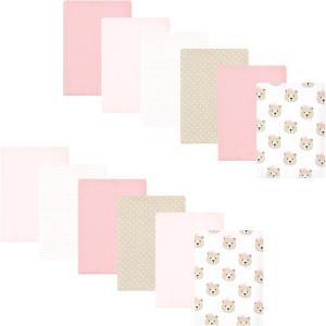 image:imageHudson Baby Unisex Baby Flannel Burp Cloth 12pk Fun Desert One SizePink Taupe Bear