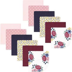 image:imageHudson Baby Unisex Baby Flannel Cotton Washcloths Cowboy 10 Pack One SizeBlush Navy Floral 12pk