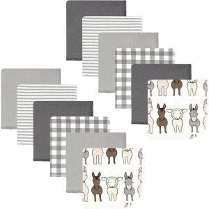 image:imageHudson Baby Unisex Baby Flannel Cotton Washcloths Cowboy 10 Pack One SizeFarm Friends Cream 12pk