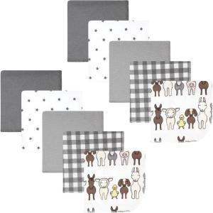 image:imageHudson Baby Unisex Baby Flannel Cotton Washcloths Cowboy 10 Pack One SizeFarm Friends Grey 10pack