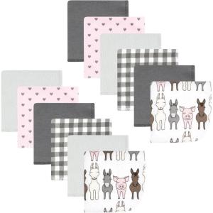 image:imageHudson Baby Unisex Baby Flannel Cotton Washcloths Cowboy 10 Pack One SizeFarm Friends Pink 12pk