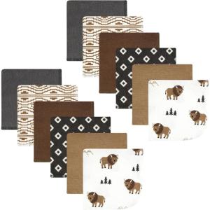 image:imageHudson Baby Unisex Baby Flannel Cotton Washcloths Cowboy 10 Pack One SizeWild Buffalo 12 Pack