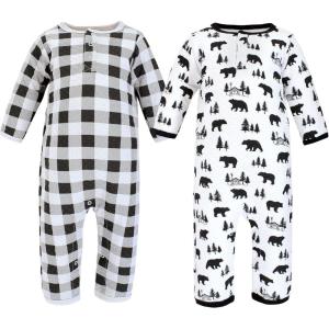 image:imageHudson Baby Unisex Baby Premium Quilted CoverallsBear Gray Black