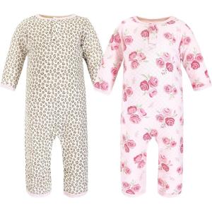 image:imageHudson Baby Unisex Baby Premium Quilted CoverallsBlush Rose Leopard