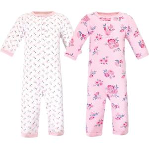 image:imageHudson Baby Unisex Baby Premium Quilted CoverallsPink Navy Floral