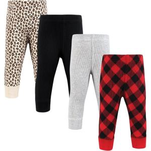 image:imageHudson Baby Unisex Baby Thermal Tapered Ankle Pants 4pk Acorn BotanicalBuffalo Plaid Leopard