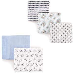 image:imageMuslin Swaddle Blanket 5PackPaper AirplaneBlue Aztec