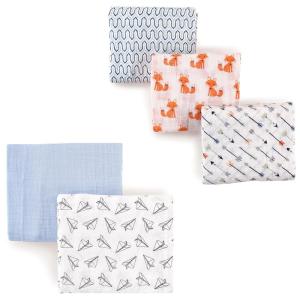 image:imageMuslin Swaddle Blanket 5PackPaper AirplaneBlue Foxes