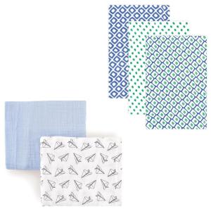 image:imageMuslin Swaddle Blanket 5PackPaper AirplaneBlue Green