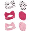 image:imageHudson Baby Girls 12Pc Cotton Headband and Scratch Mitten Set Pink Floral Dots 06 MonthsBows Navy Hearts