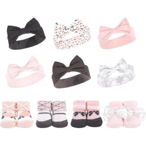 image:imageHudson Baby Baby Girls 10pc Headband and Socks SetBerry Floral Damask
