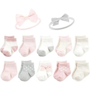 image:imageHudson Baby Baby Girls Sock and Headband 12pc SetBasic Pink Gray