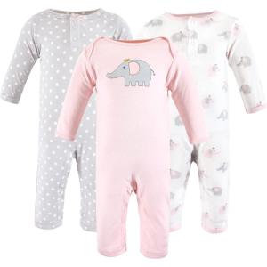 image:imageHudson Baby Girls Unisex Cotton Coveralls Pink Gray Elephant 69 Months Pink Gray Elephant 69 Months US