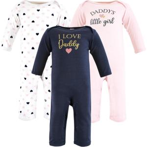 image:imageHudson Baby Unisex Baby Cotton Coveralls GirlDaddy Pink Navy 36 Months