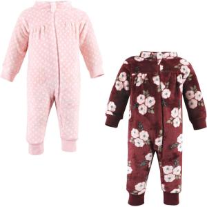 image:imageHudson Baby Unisex Baby Fleece Jumpsuits Coveralls and PlaysuitsBurgundy Floral
