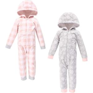 image:imageHudson Baby Unisex Baby Fleece Jumpsuits Coveralls and PlaysuitsGray Pink Snowflake Toddler