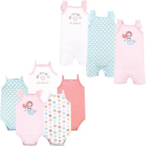 image:imageHudson Baby babygirls Cotton Bodysuits and Rompers 8pieceCoral Mint Mermaid