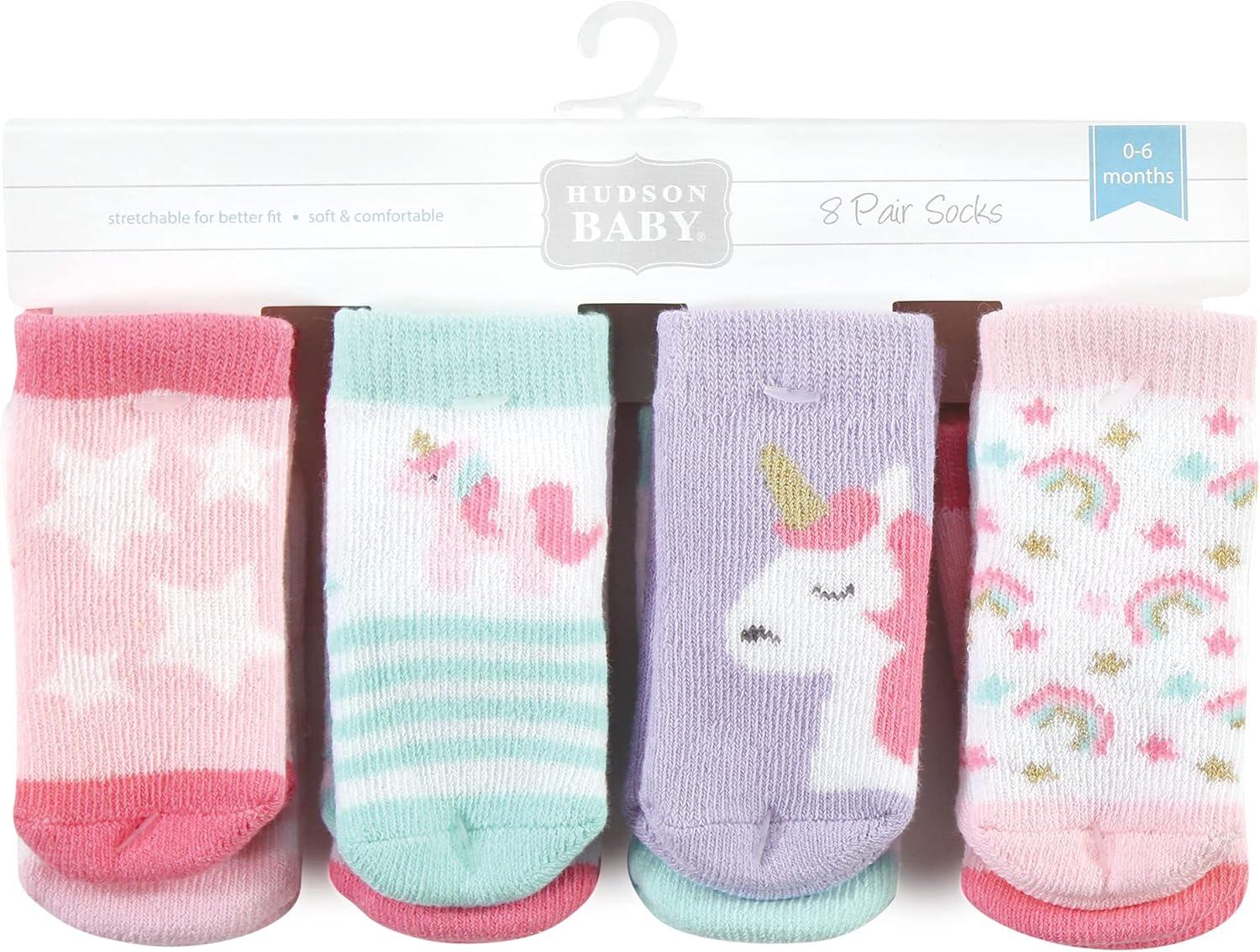 image:imageHudson Baby babygirls Cotton Rich Newborn and Terry SocksMulticolor Unicorn