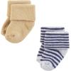 image:imageHudson Baby Infant Boy Cotton Rich Newborn and Terry Socks Blue Brown Stripes 06 Months