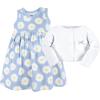 image:imageHudson Baby Infant and Toddler Girls Cotton Dress and Cardigan SetBlue Daisy
