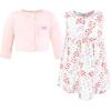 image:imageHudson Baby Infant and Toddler Girls Cotton Dress and Cardigan SetBright Pink Flower Field