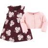image:imageHudson Baby Infant and Toddler Girls Cotton Dress and Cardigan SetBurgundy Floral