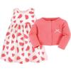 image:imageHudson Baby Infant and Toddler Girls Cotton Dress and Cardigan SetCoral Watermelon