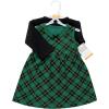 image:imageHudson Baby Infant and Toddler Girls Cotton Dress and Cardigan SetForest Green Plaid