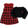 image:imageHudson Baby Infant and Toddler Girls Cotton Dress and Cardigan SetGold Heart Buffalo Plaid
