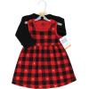 image:imageHudson Baby Infant and Toddler Girls Cotton Dress and Cardigan SetGold Heart Buffalo Plaid