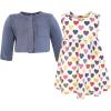 image:imageHudson Baby Infant and Toddler Girls Cotton Dress and Cardigan SetIndigo Hearts