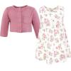 image:imageHudson Baby Infant and Toddler Girls Cotton Dress and Cardigan SetMauve Sage Rose