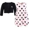 image:imageHudson Baby Infant and Toddler Girls Cotton Dress and Cardigan SetPink Black Heart