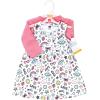 image:imageHudson Baby Infant and Toddler Girls Cotton Dress and Cardigan SetPink Doodles