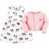 image:imageHudson Baby Infant and Toddler Girls Cotton Dress and Cardigan SetPink Moose Bear
