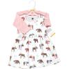 image:imageHudson Baby Infant and Toddler Girls Cotton Dress and Cardigan SetPink Moose Bear
