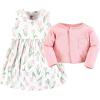 image:imageHudson Baby Infant and Toddler Girls Cotton Dress and Cardigan SetPink Tulips