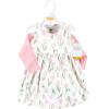 image:imageHudson Baby Infant and Toddler Girls Cotton Dress and Cardigan SetPink Tulips