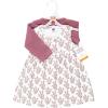 image:imageHudson Baby Infant and Toddler Girls Cotton Dress and Cardigan SetPlum Wildflower