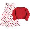image:imageHudson Baby Infant and Toddler Girls Cotton Dress and Cardigan SetRed Hearts