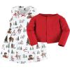 image:imageHudson Baby Infant and Toddler Girls Cotton Dress and Cardigan SetRed Winter Forest