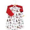 image:imageHudson Baby Infant and Toddler Girls Cotton Dress and Cardigan SetRed Winter Forest