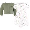 image:imageHudson Baby Infant and Toddler Girls Cotton Dress and Cardigan SetSage Floral