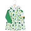 image:imageHudson Baby Infant and Toddler Girls Cotton Dress and Cardigan SetShamrocks