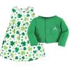 image:imageHudson Baby Infant and Toddler Girls Cotton Dress and Cardigan SetShamrocks
