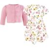 image:imageHudson Baby Infant and Toddler Girls Cotton Dress and Cardigan SetSoft Painted Floral
