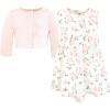 image:imageHudson Baby Infant and Toddler Girls Cotton Dress and Cardigan SetSoft Pink Sage Rose
